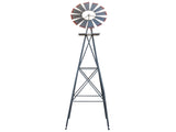 8FT Weather Resistant Yard Garden Windmill Gray & Red 43774607