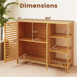 39.5"x14"x31.5" Bamboo Bathroom Cabinet - Enclosed Cabinet Open Shelves, Ample Storage 16427838