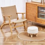 ZUN Storage Ottoman, Modern Round Footrest with Soft Padded Seat, Teddy Velvet Footstool with Wood Legs, 27446847