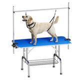 LEHUOCW Grooming Table, Adjustable Cat Drying Desktop with Arms, Nooses, Mesh Tray, Foldable Pet W3150P280653