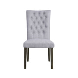 Set of 2 Gray Linen Upholstered Side Chairs, Gray Oak Finish B016P314467