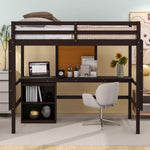 ZUN Twin size Loft Bed with Desk and Writing Board, Wooden Loft Bed with Desk & 2 Drawers Cabinet 41615218