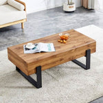 ZUN Rustic MDF Coffee Table with Metal Legs - Natural Wood Tone Elegance for Your Space W1151119523