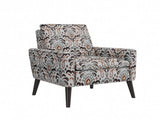 Enna Accent Arm Chair in Amber Damask Pattern with Dark Brown Solid Wood Legs B127P409852