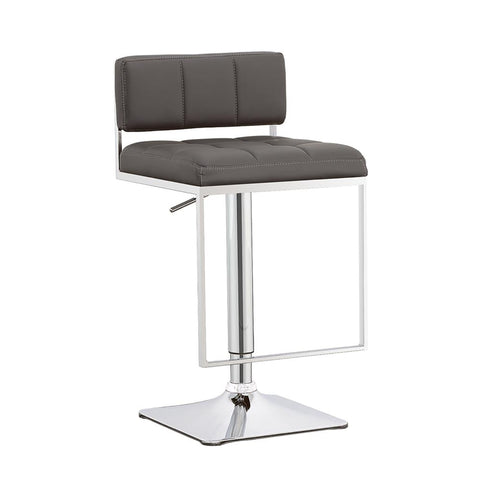 ZUN Grey and Chrome Adjustable Bar Stool B062P153517