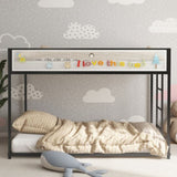 Adam Twin Twin Bunk Bed Metal Black with White Mesh Guard Rail for Kids and Adult, Low Profile and B083P170084