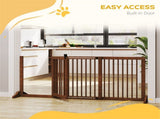 Freestanding Wooden Pet Gate, Length-Adjustable 3-Panel Gate with Lockable Door for Dogs & Cats 41147115