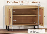 Natural PE Rattan Buffet Cabinet with 3-Level Adjustable Shelf, Boho Style & Soft-Close Hinges 77001885