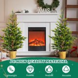 2 Pack 4 FT Dual Tone Artificial Christmas Tree with Pot Stand, Potted Xmas Pine Tree with 119 70224636