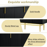 TREXM Modern Elegant 4-door Sideboard Gold Metal Handle Buffet Cabinet for Dining Room, Living Room, WF304382AAB