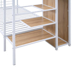 ZUN Twin Over Twin Metal Bunk Bed with Lateral Storage Ladder and Wardrobe, White MF315578AAK