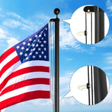 Flag Pole Kit for Outside House in Ground, 25FT Sectional Aluminum Extra Thick Flagpole, 5x3 US 38173656
