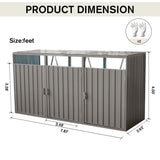 Garbage Bin Shed Stores 3 Trash Cans Metal Outdoor Bin Shed for Garbage Storage,Stainless Galvanized W540133641