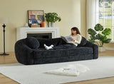 86-inch Curved Convertible Sofa Recliner, 2-in-1 Frameless Folding Sofa Bed with Pull-Out Base and W3505P452820