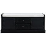 ZUN Storage Bench with 2 Drawers and 2 Cabinets, Shoe Bench with Removable Cushion for Living Room, 52471490