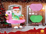 5.9 ft Pre-Lit Christmas Inflatable with Hawaiian Santa and Flamingo Float, Built-in LEDs, 22467841