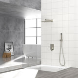 Dual Shower Head - 10 Inch Wall Mounted Square Shower System with Rough-in Valve, Brushed Nickel W1243P262630