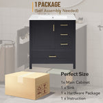 ZUN 30" Black Bathroom Vanity with Sink Combination Set, Bathroom Storage Cabinet with Soft Close Door, N729P177787B