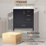 ZUN 30" Black Bathroom Vanity with Sink Combination Set, Bathroom Storage Cabinet with Soft Close Door, N729P177787B