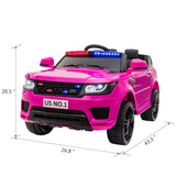 ZUN 12V Kids Ride On SUV Cop Car with Remote Control, Siren Sounds Alarming Lights, Music Story - Rose W2181P146465