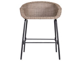 Ladd Outdoor Metal Wicker Barstool, Light Brown Faux Wicker, Set of 2 N775P277558B