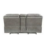 ZUN Gray 1pc Double Glider Recliner Loveseat w/ Storage Console Cup Holder, Power Outlets USB Ports Faux B011P183628