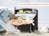 Dark Brown Multifunctional Kids Storage Cabinet with Large Capacity Toy Box and Display Shelf, Safe 88739815