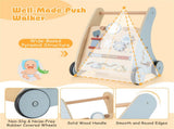 Multi-Functional Baby Activity Walker, Anti-O-Leg Design Wooden Walker with Storage for Toddlers 82574358