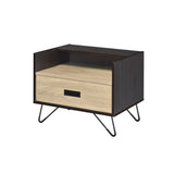 Oak and Black Nightstand with 1 Drawer B062P181411