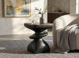 Black Abstract Tiered MGO Side Table, Sculptural Irregular Accent End Table, Pre-Assembled Non-KD, N770P473002B