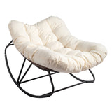 Oversized Rattan Papasan Chair, Outdoor Steel Wicker Rocking Seating with Thick Padded Cushion for 87123961