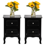 2pcs Country Style Two-Tier Night Tables Large Size Black 71235334
