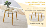 ZUN Modern Luxurious Round Tempered Glass Dining Table with Gold 7-Shaped Metal Legs,suitable for family W1151P199012