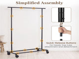 Adjustable Metal Rolling Clothes Rack with Extendable Rods, 104.1-156.244.45154.94cm, 3.86kg Heavy 64751871