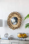 ZUN 27" in Sunburst Design Wall Mirror Decorative Golden Finish for Entryway, Modern Living room W2078124329