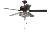 ZUN 52'' Classical Crystal Ceiling Fan Lamp,3 Speed , 5 Reversible Blades for Living Room, Dining Room, W1592P233335