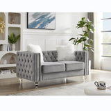 Gray, 23 Seat Sofa Set, Velvet Crystal Buckle Upholstery Sofa, Crystal Feet, Removable Cushion, 41706081