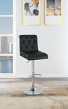 ZUN Adjustable Bar stool Gas lift Chair Black Faux Leather Tufted Chrome Base Modern Set of 2 Chairs HS00F1644-ID-AHD