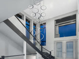 20 Ring High Ceiling Chandelier Foyer, Black Modern LED Large Staircase Long Chandeliers Light 69883940