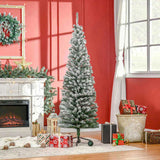 6' Tall Unlit Snow-Flocked Slim Artificial Christmas Tree with Realistic Branches and 492 Tips-Does 60727428