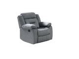 Contemporary Velvet Dark Gray Color 1pc Motion Recliner Chair Couch Manual Motion Plush Armrest B011P200213