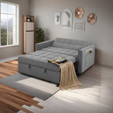 ZUN Stylish grey Pull-Out Sofa Bed with Woven Polyester Fabric & Solid Wood Frame W2297P211252