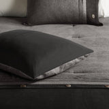 7 Piece Faux Suede Comforter Set Grey King B03596892