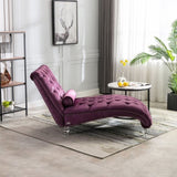 COOMORE Velvet Chaise Lounge Indoor,Button-Tufted Upholstered Chaise Lounge Chair with Pillow for W39538679