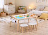 Toddler Sensory Table and Chairs Set with 2 Stools, 2 Storage Bins & Paper Roll Holder, 77839634
