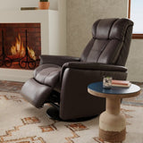 Global Home Swivel Glider Recliner with Manual Adjustable Headrest & Footrest In Faux Leather B339P323104