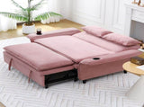 65.74-inch pink letter striped fabric multi-functional sofa bed, suitable for bedrooms and living W3371P311783