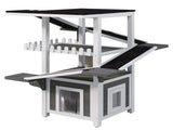 4 Tiers Outdoor Cat House Weatherproof Cat Tree Tower with Waterproof Roof and 2 Doors , Feral Cat 21197989