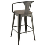 ZUN Dark Elm and Matte Black Bar Height Stool B062P153516