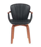 Mid-Century Modern Bentwood Swivel Dining Chairs Heat-Pressed PU Leather Accent Chairs N842P290039B